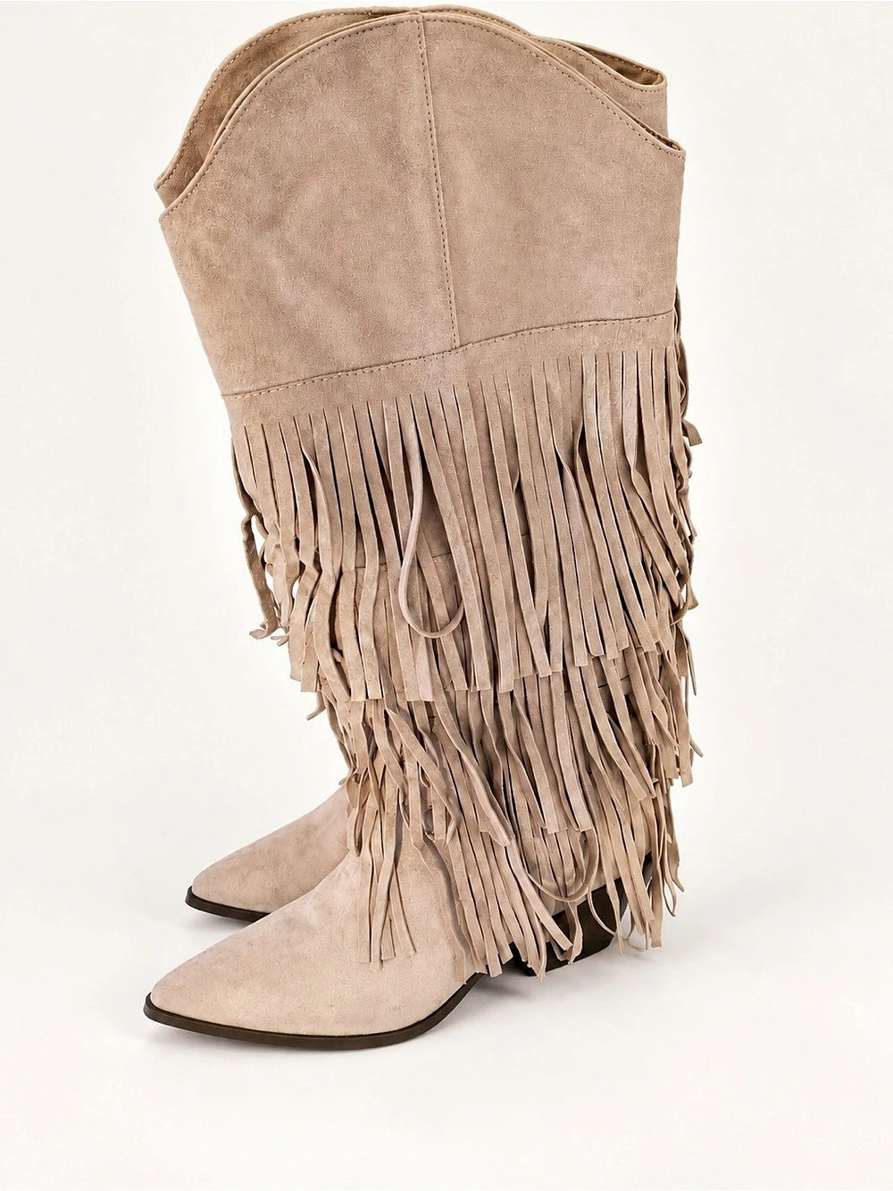 CELNEPHO Apricot Fringe Knee-High Cowboy Boots – Women’s Size 9 – Never Worn